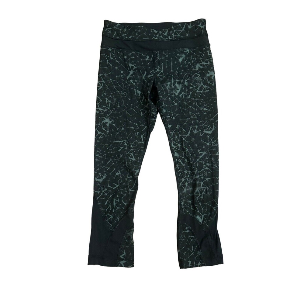 Lululemon Women's Size 4 Star Crushed Coal Black Run Inspire Crop Leggings